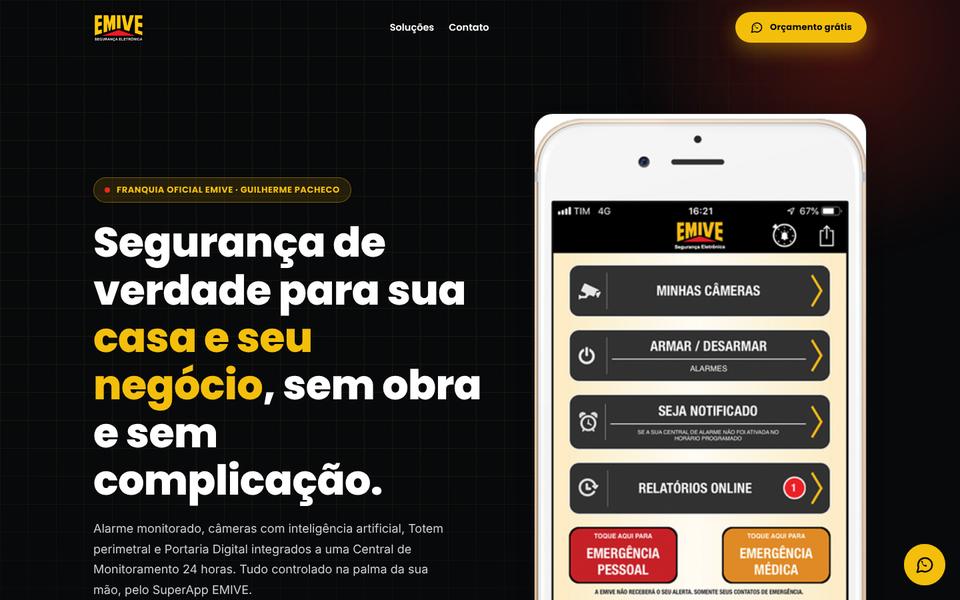 Site da franquia EMIVE Segurança