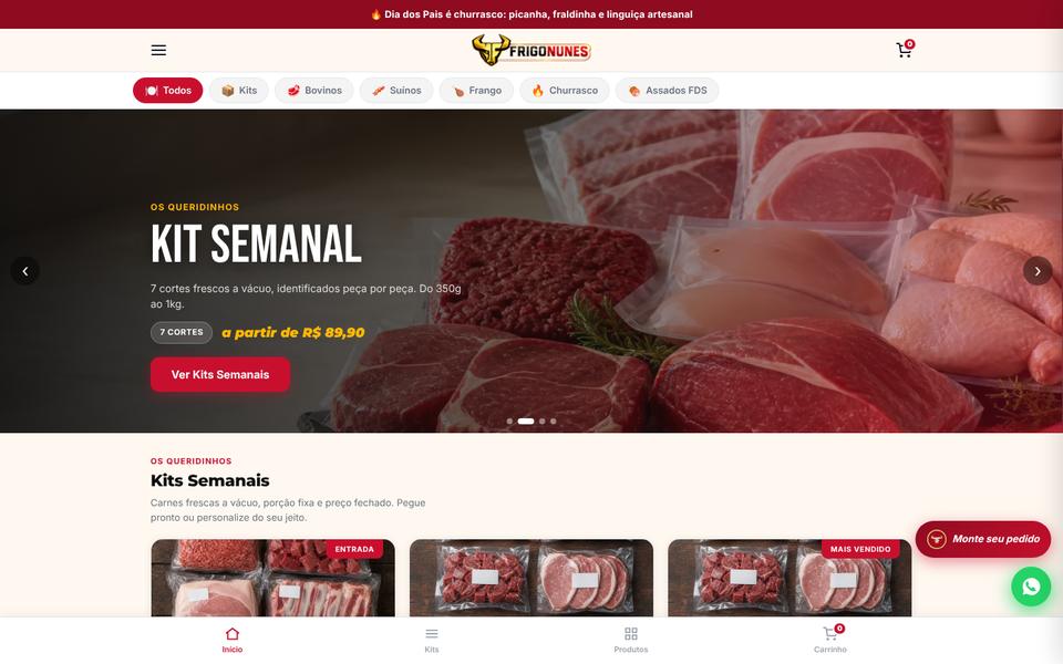 Site de pedidos da Frigonunes