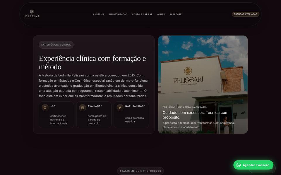Site da Pelissari Estética Avançada